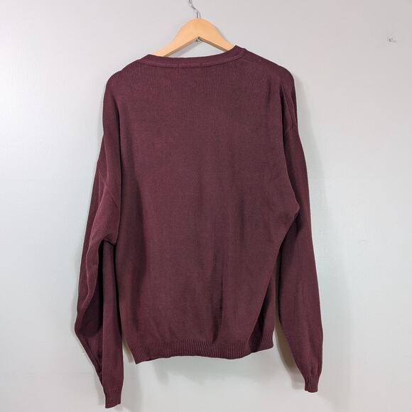 Vintage Bill Blass Cardigan Sweater Mens L Red 90S Cotton Usa Button Vneck Work - Picture 3 of 9